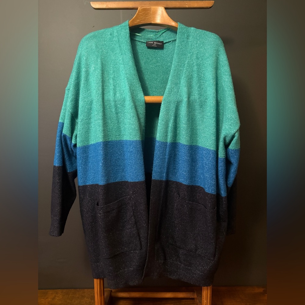 Lane Bryant Colorblock Open Cardigan Plus Striped